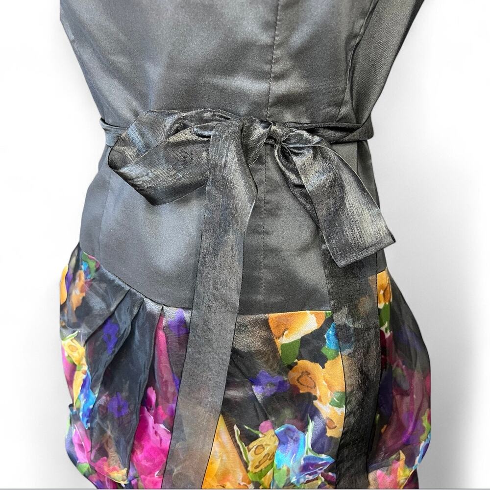 Alex & Eve vintage black floral bubble hem mini dress prom wedding guest Y2K - Picture 4 of 9
